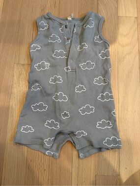 Quincy Mae Grey Cloud Print Sleeveless Romper